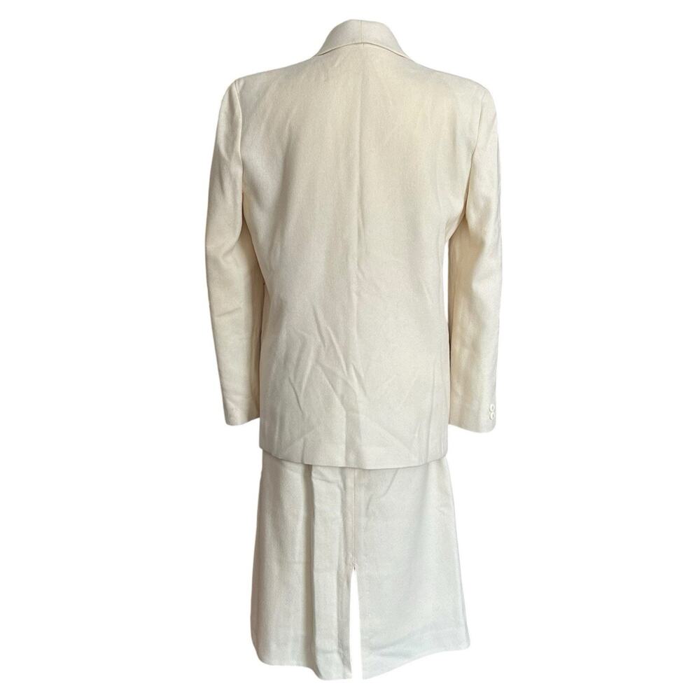 80s Cream Wool Skirt Suit Set Blazer XS Light Academia - Picture 2 of 16